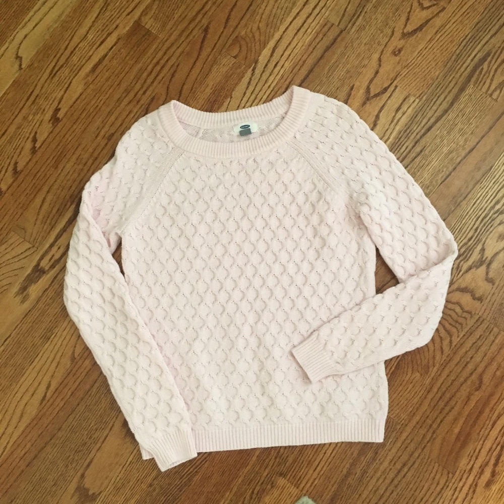 Soft pink crochet sweater
